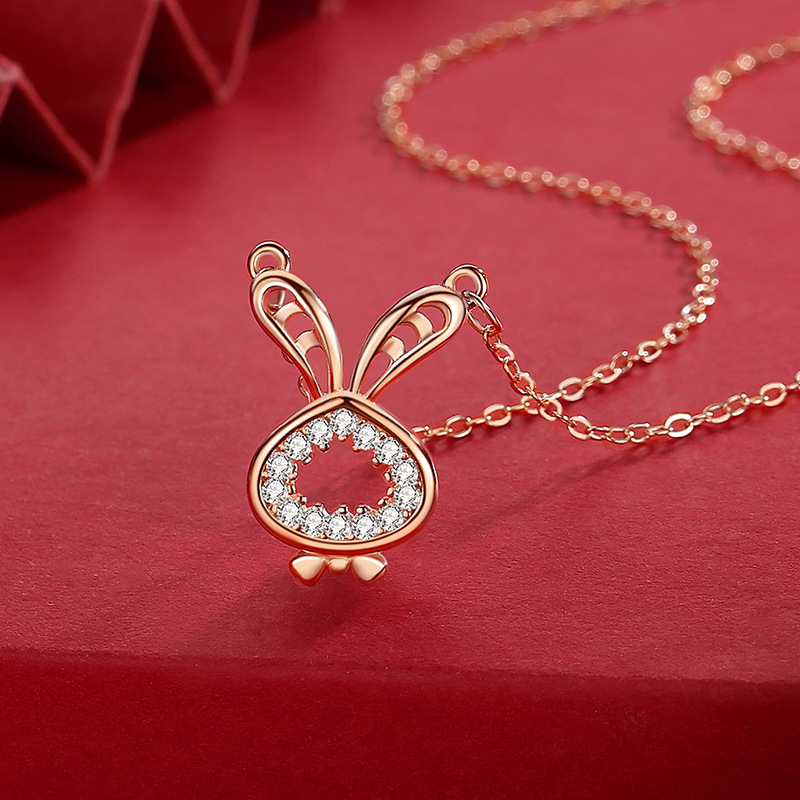 Original de plata esterlina S925 collar de moda nacional estilo chino nuevo collar de conejo del zodiaco chino diseño de la joyería de la vendimia de las mujeres