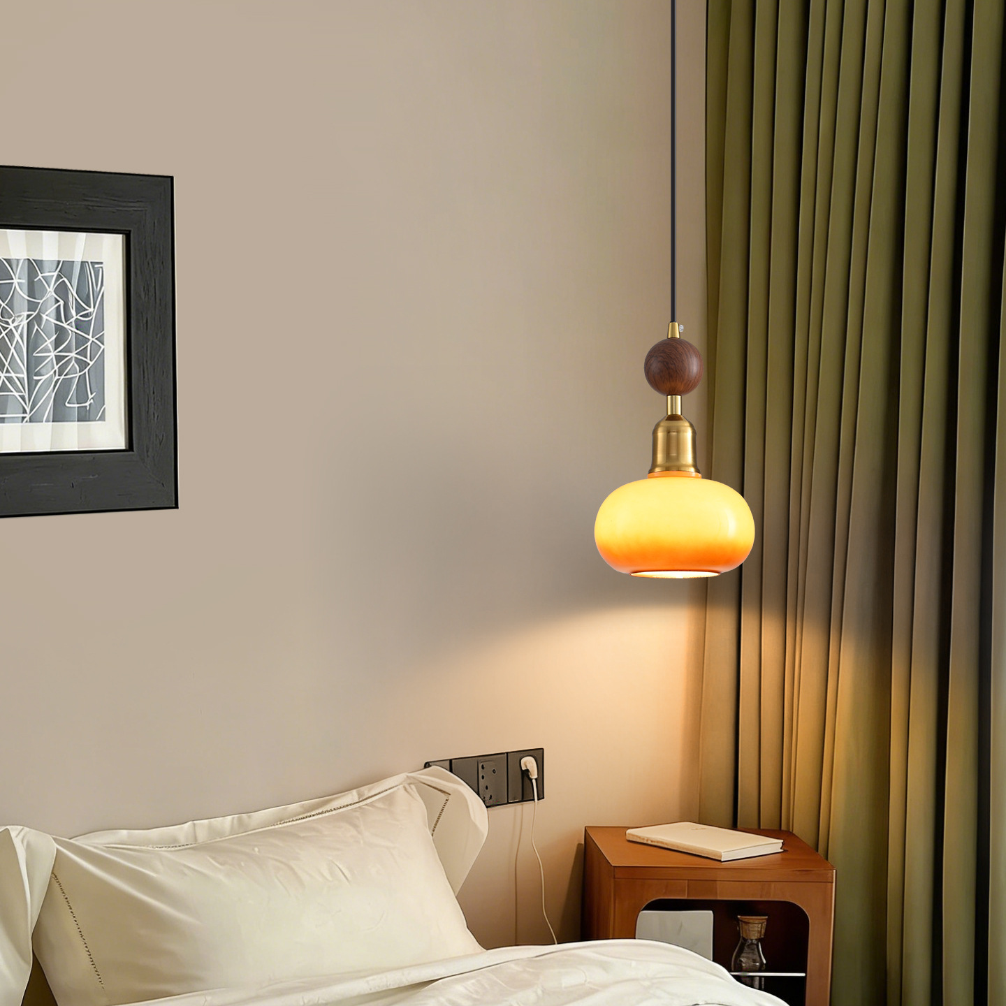 Gu casa antigua lámpara de cabezal de cama pasillo color nuez lámpara de cabina francesa retro lámpara de comedor 125L