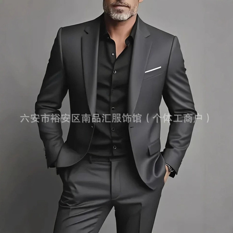 Aliexpress European and American New Style Men's Suit Set, Business Casual Loose-Fitting Suit, Wedding High-End Formal Wear Aliexpress European and American New Style Men's Suit Set, Business Casual Loose-Fitting Suit, Wedding High-End Formal Wear