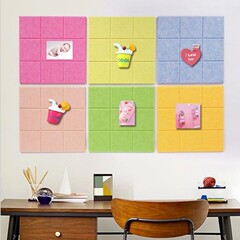 彩色九宫格毛毡背景墙幼儿园作品装饰家用照片墙创意墙贴留言板