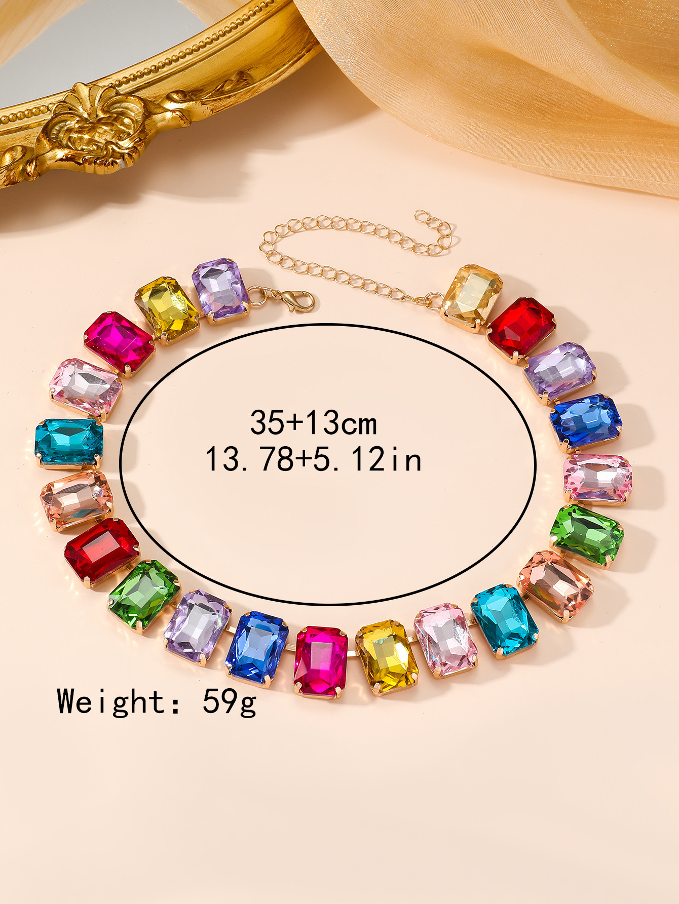 Sweet Geometric Artificial Crystal Ferroalloy Cable Chain Choker Wholesale display picture 9
