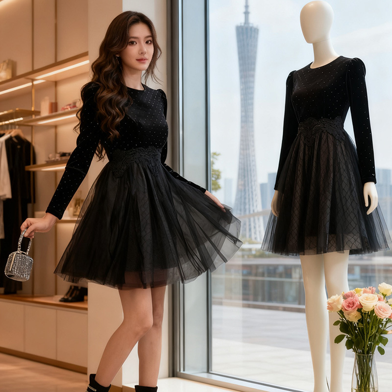 C-4572# 生日裙子千金风...