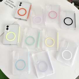 适用三星GalaxyZFold8折叠屏透色肤感马卡龙护轴磁吸ZFlip8手机壳