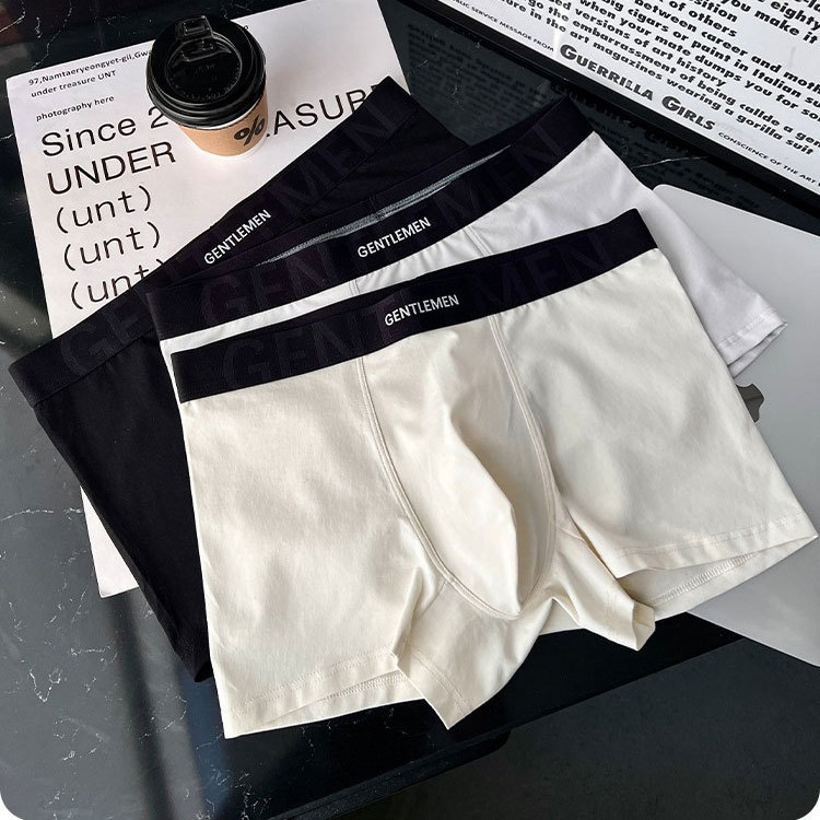 Herrenunterwäsche, modische Boxershorts aus reiner Baumwolle mit antibakteriellem Schritt, bequeme Sport-Boxershorts für Jungen, schwarz-weiß-grau_voghion.com
