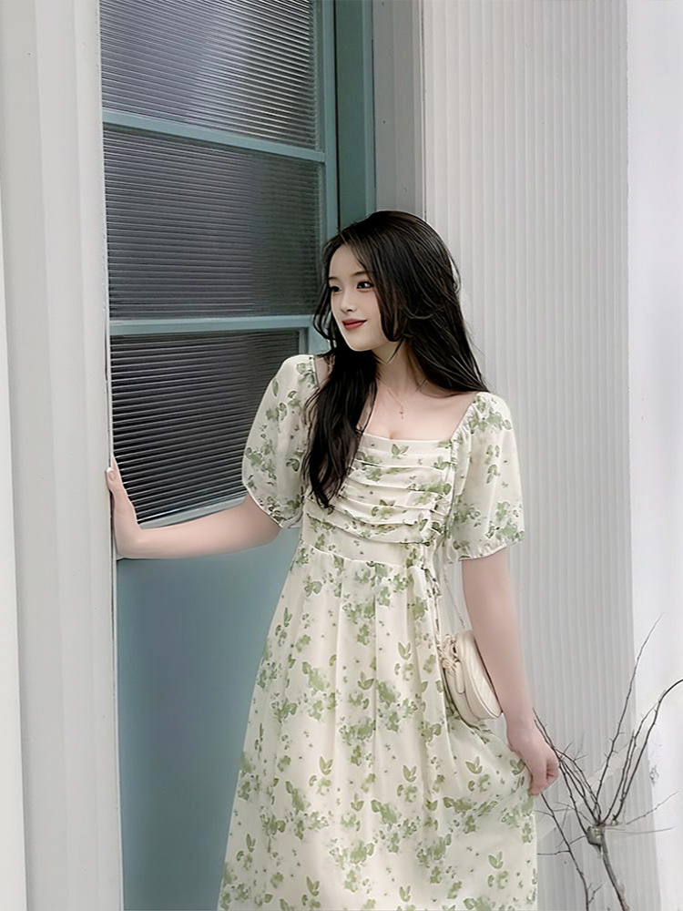 60-150kg Extra Large Size Floral Dress 2025 Summer New Style Elegant Style Mid-Length A-Line Skirt