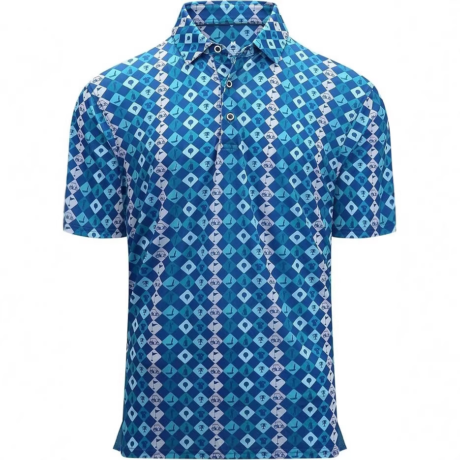 Cross-Border Foreign Trade Summer Amazon Plus-Size Men's Casual Fashion 3D Digital Print Short-Sleeved Polo Shirt