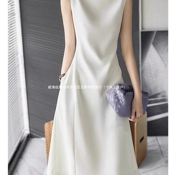 2025 новое высококачественное ацетатное платье без рукавов для женщин, летнее, простое, элегантное, с эффектом стройнящего силуэта, миди-юбка-жилет