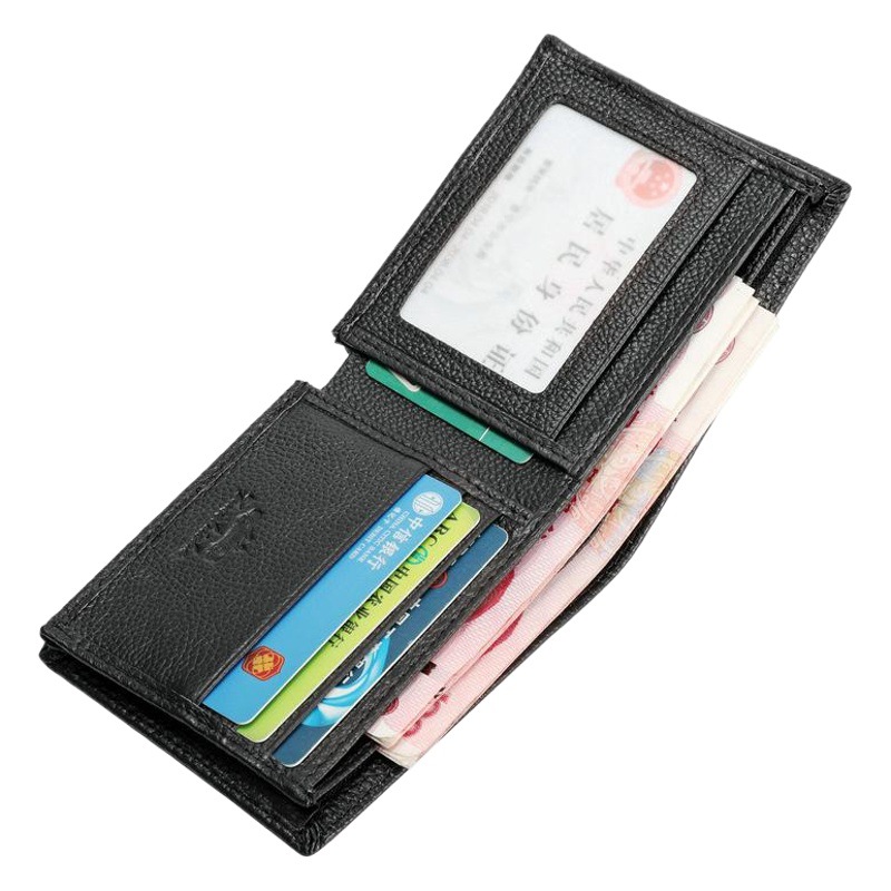Men's Wallet Short Wai Thickened Korean-style Business Cowhide Wallet for Middle-aged Youth Vertical Multi-card Wallet