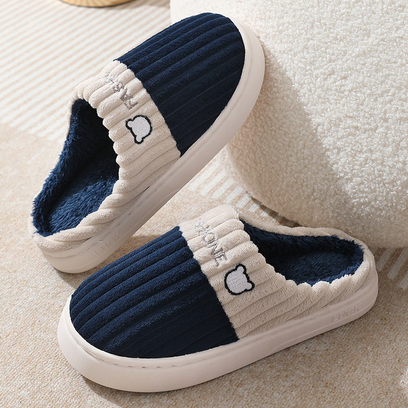 Pantuflas de algodón para mujer, nuevo estilo de otoño e invierno, antideslizantes para interiores, pantuflas cálidas para hombre, invierno.