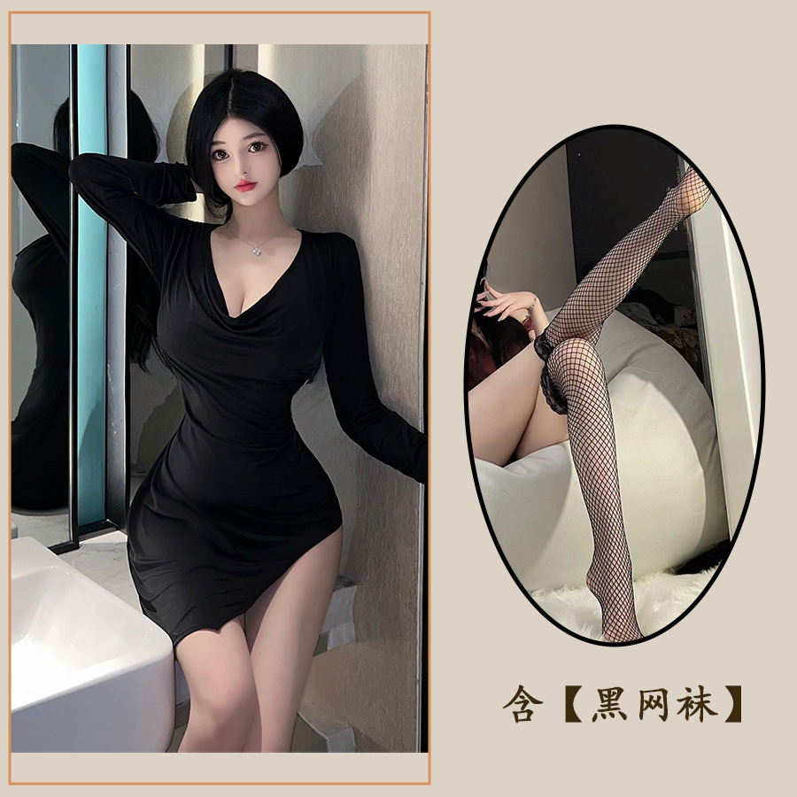 블랙 + 블랙 망사 스타킹