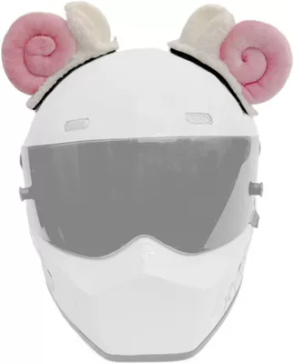Cross-Border Plush Helmet with Cute Sheep Horn Ears, Ski Decoration, Personalized Motorcycle Helmet Decoration Ears (Motosiklet dəbilqələri) - pink