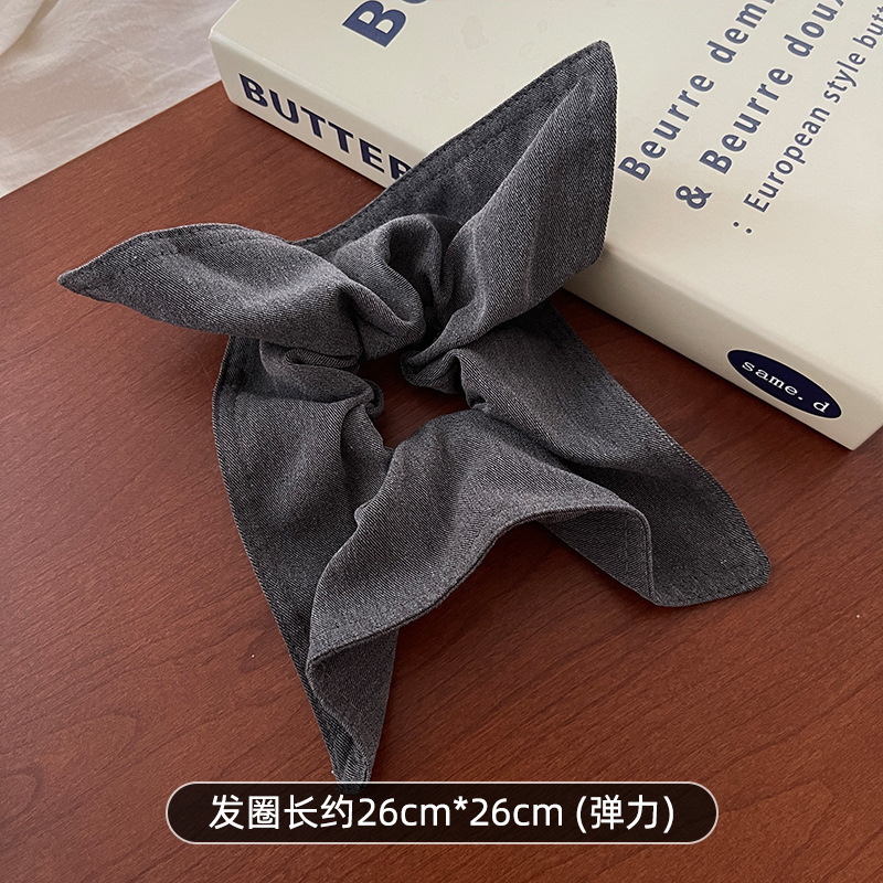 韩系牛仔布艺方巾发圈女半扎头发绳时尚头绳高弹力皮筋大肠圈皮套|undefined