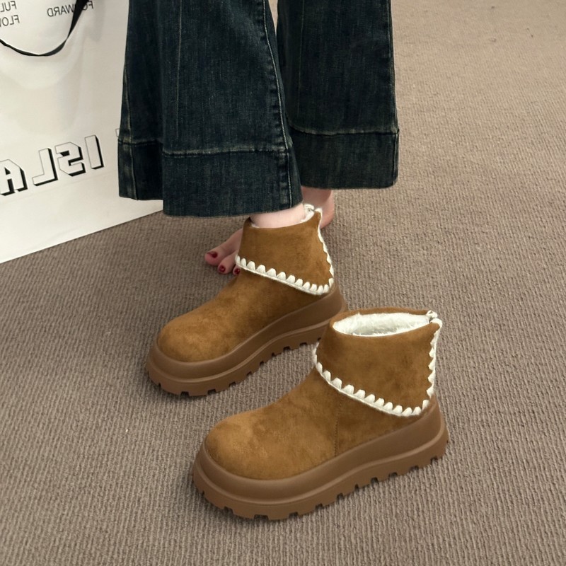 巨好看加绒厚底勃肯短靴女2025秋冬新款小个子美拉德翻帮马丁靴