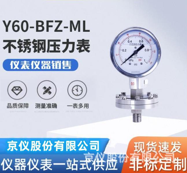 厂家直销 不锈钢YE60BYE100BYE150B膜盒压力表 量大从优