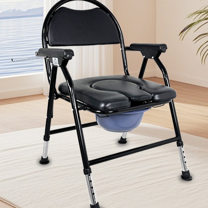 Foldable Household Commode Chair for the Elderly, Portable Adjustable Bath Chair for Pregnant Women, Disabled Commode Chair
