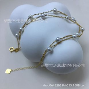 18K gold freshwater akoya bracelet 4-5mm round bright flawless mini baby round beads small fresh Women