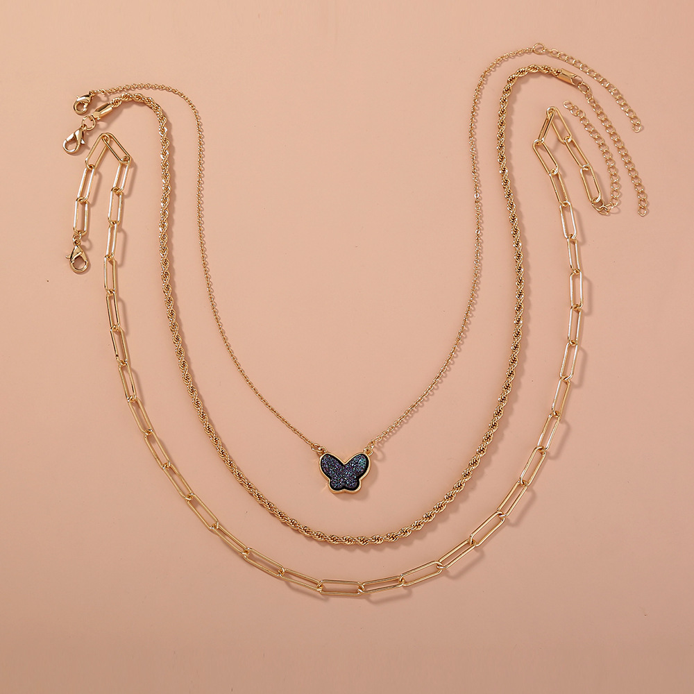 Collier Multicouche Mode Cristal Papillon display picture 1