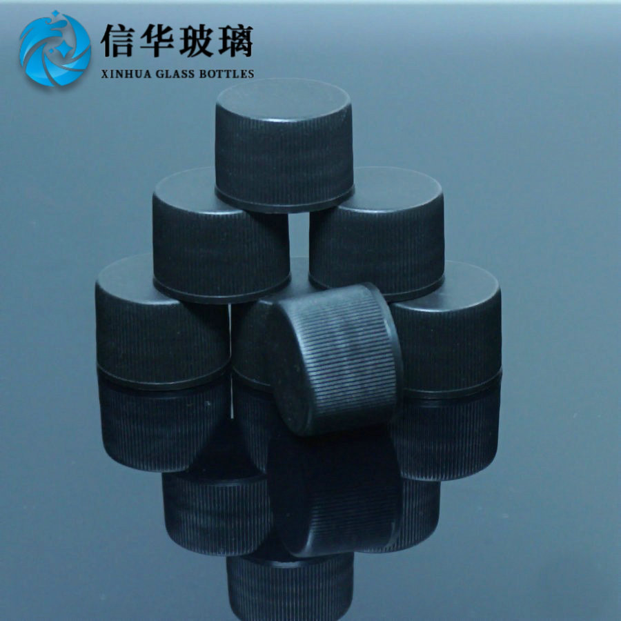 厂家供应精油瓶塑料盖 18#黑色细纹塑料盖可配口径18mm玻璃精油瓶