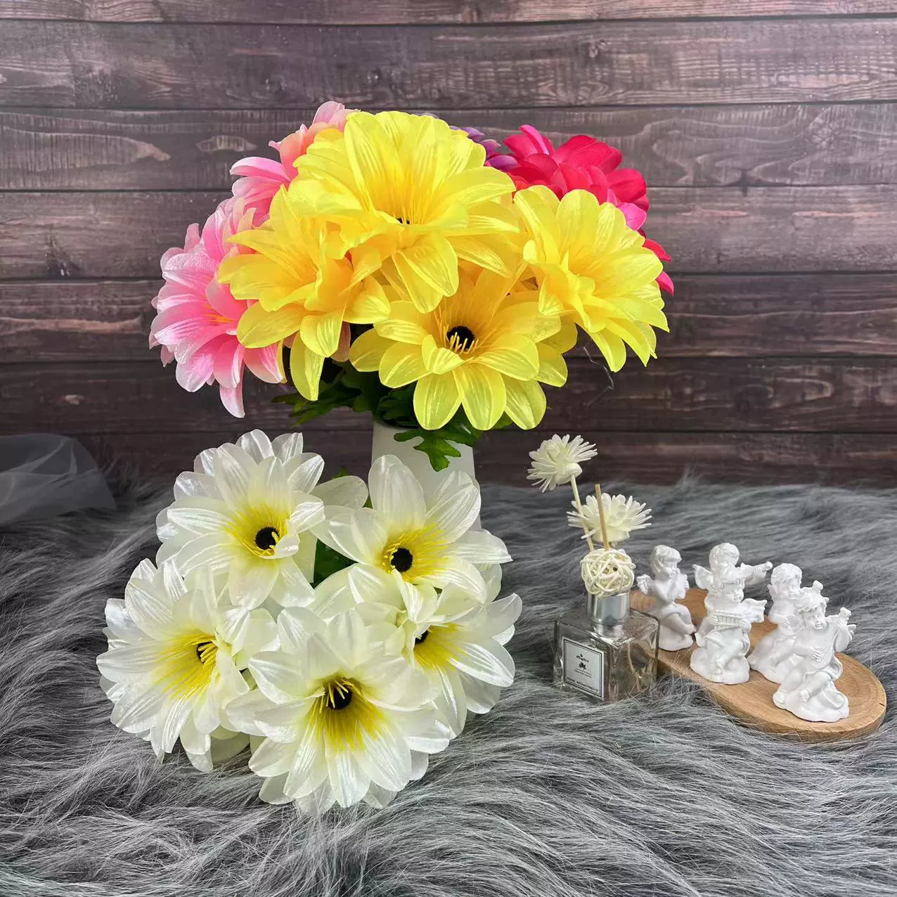 厂家批发仿真菊花清明节菊花花束上坟祭祀绢花墓地摆放塑料花菊花
