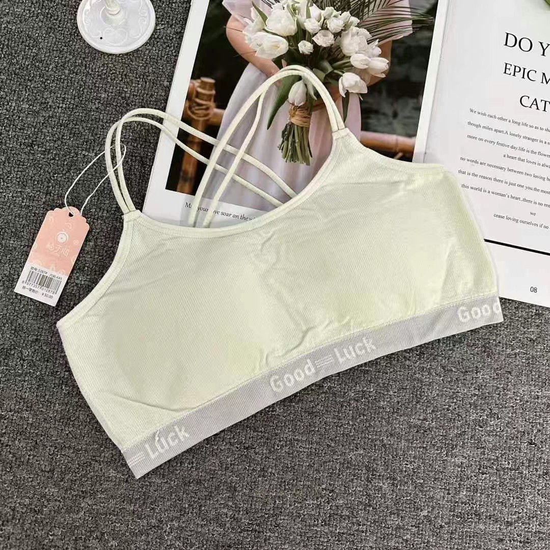 Taza fija chaleco de desarrollo deportivo de niñas sin anillo de acero belleza de espalda envuelta pecho chaleco de sueño ropa interior al por mayor 3287 image 3