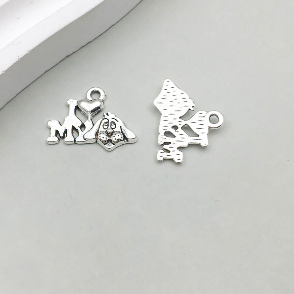 1 고대 실버 ILOVEMYDOG 사랑 17*14mm-0.9g-15564
