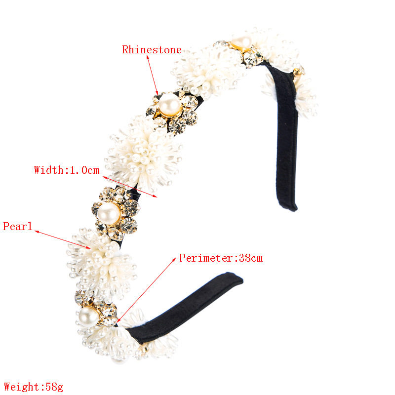 Bandeau Coréen En Trois Dimensions Avec Strass Et Perles De Fleurs display picture 1