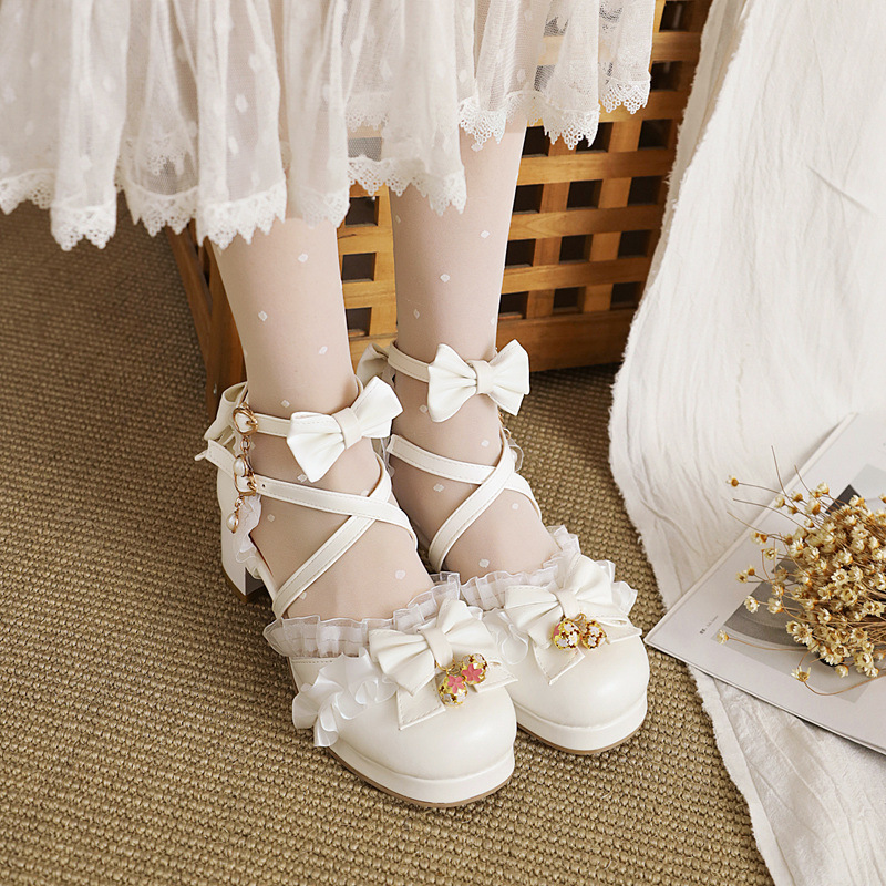 Children's Sandals Girls lolita High Heels lolita Small Leather Shoes Student Cute Princess Korean Style 10 Years Old 12 Years Old