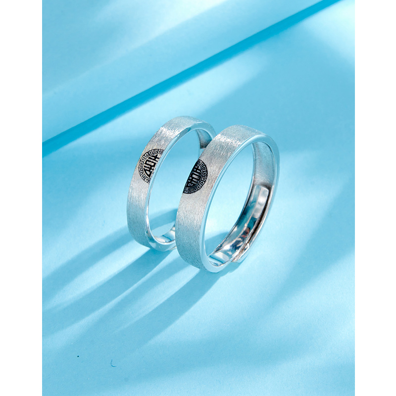 Doble Xi linmen pareja anillo de Plata de Ley 925 pareja de un par de anillo de horquilla dedo índice boca abierta retro anillo