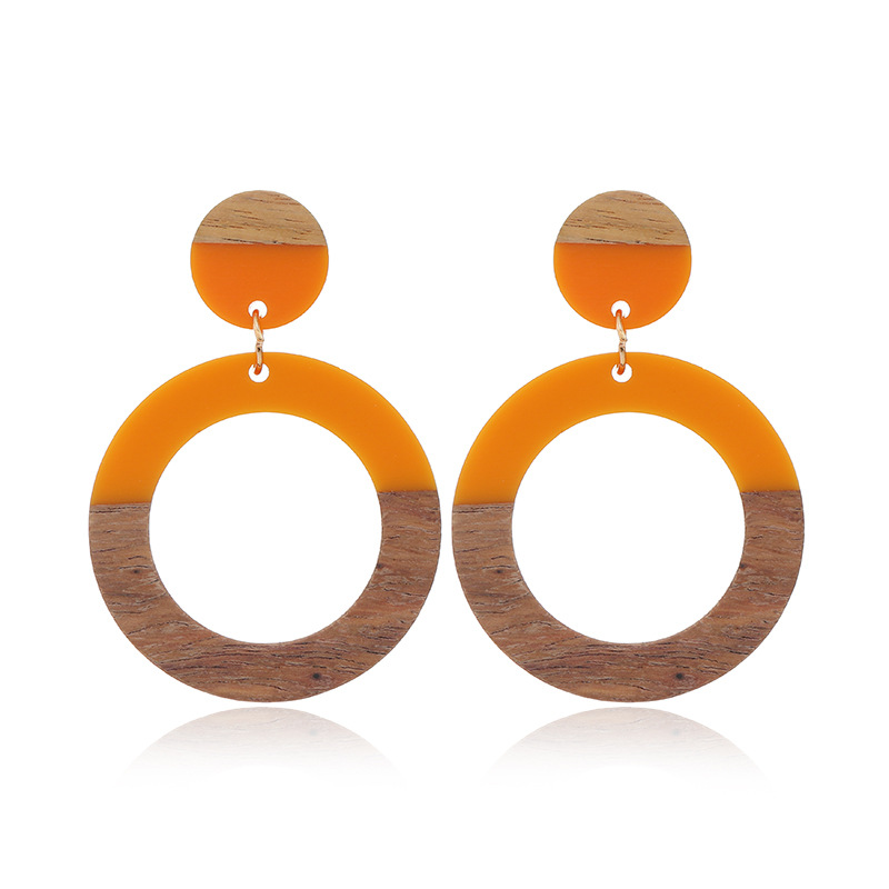 Casual Color Block Wood Resin Patchwork Women's Drop Earrings display picture 3