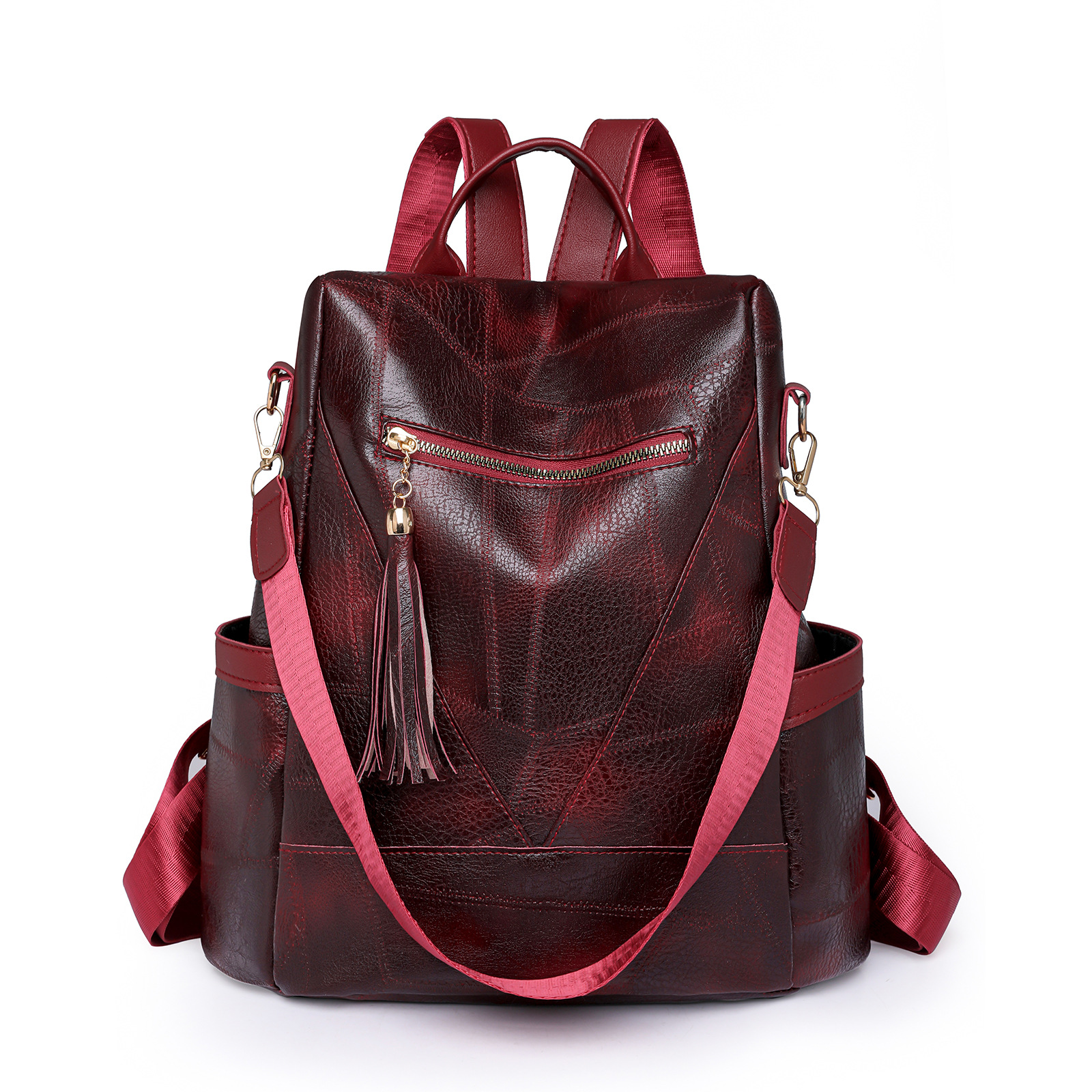 Comercio exterior al por mayor 2023 nuevo estilo retro damas mochila antirrobo moda borla mochila de viaje al aire libre de gran capacidad