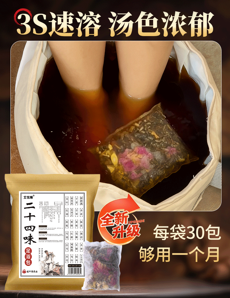 24 Herb Foot Soak Pack Ai Ye Lao Jiang Hong Hua Yi Mu Cao Traditional Chinese Foot Bath Sachets 30g x 10 Bags Gift Box overview