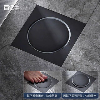 中东埃及方形弹跳式地漏 跨境脚踏式防臭卫生间亮光不锈钢地漏