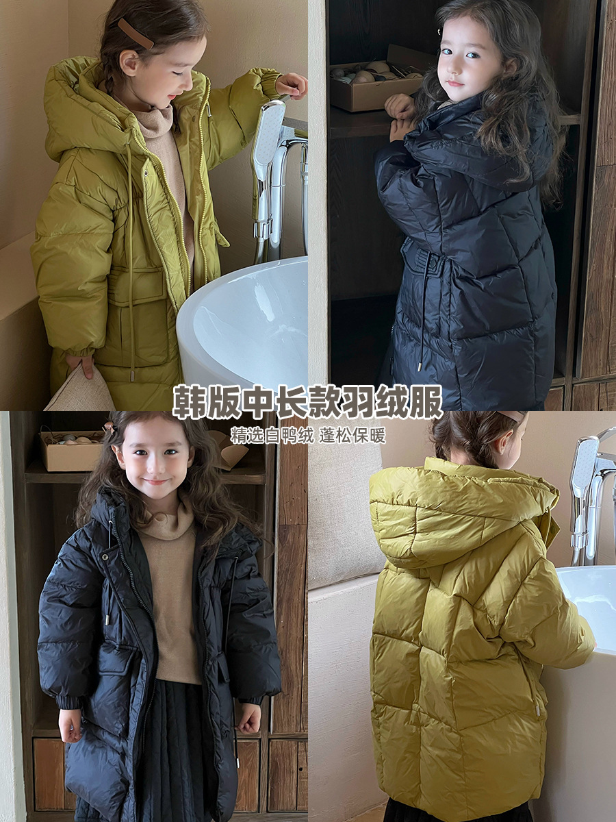 Nueva chaqueta de plumón de pato blanco de longitud media para niños, gruesa, de otoño e invierno, informal, al por mayor.