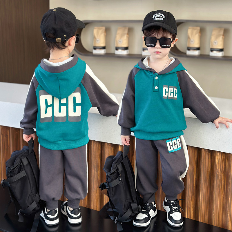 Jungen Strickset Zweiteiler Color-blocking Für Kinder_voghion.com