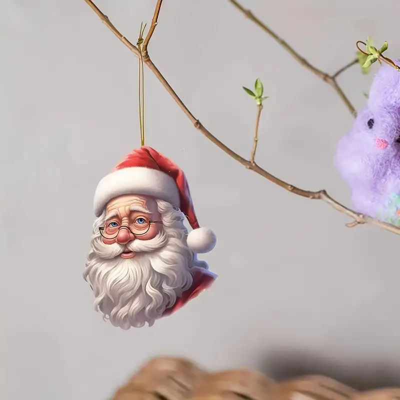Colgante de decoración de Navidad transfronteriza colgante de impresión plana acrílico para los ancianos y ciervos colgante de diseño de atmósfera de vacaciones