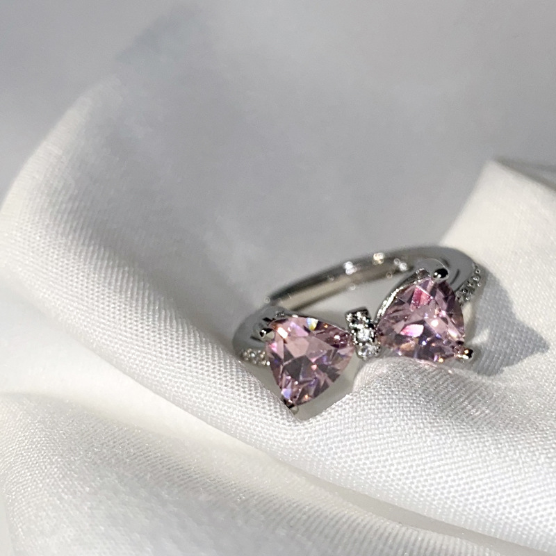 Rings Classification 1 Piece Fashion Heart Shape Copper Bowknot Inlay Artificial Diamond Women's Rings