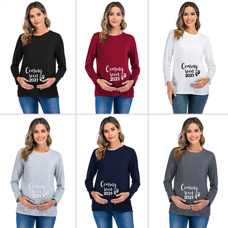 6156# European and American feet round neck printed new summer fashion plus size maternity clothes top T-shirt top