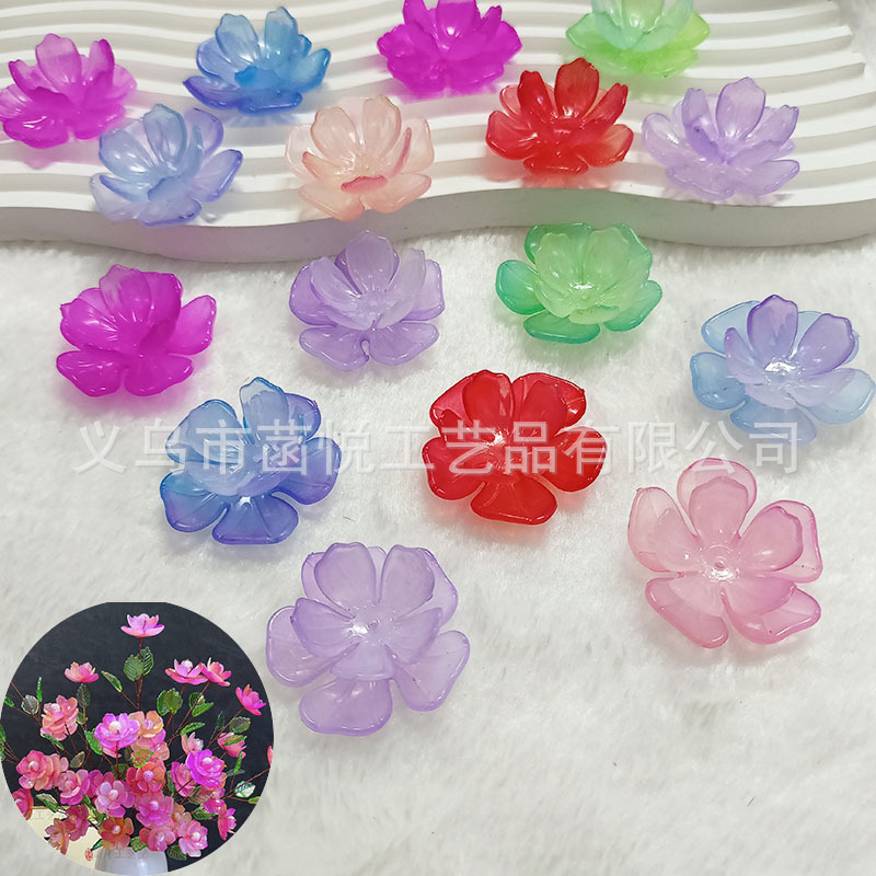 diy handmade beaded accessories jelly gradient peony flower petals TikTok same acrylic flower handmade accessories