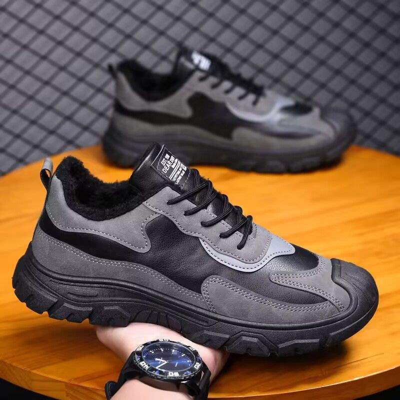 Four Seasons Men's Shoes, Winter Cotton Shoes, Hiking Shoes, Velvet Sports Shoes, Middle-Aged and Elderly Waterproof Anti-Slip Hiking Shoes for Men