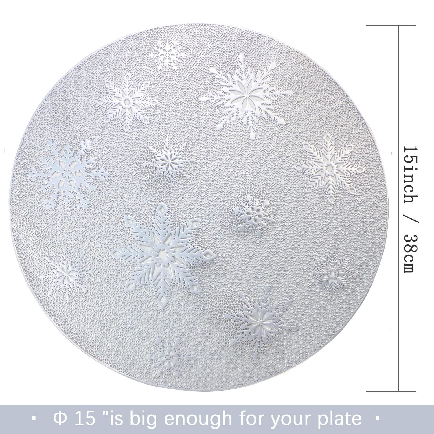 Ronda de copo de nieve dorado mantel hueco de oro plata antideslizante estera de mesa estera montaña estera de aislamiento decorativo occidental mantel al por mayor