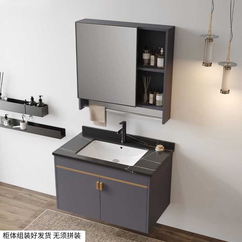 gabinete de baño combinado gabinete lavabo espacio de aluminio fibra de carbono tablero de roca gabinete lavabo lavabo simple inteligente baño sanitario
