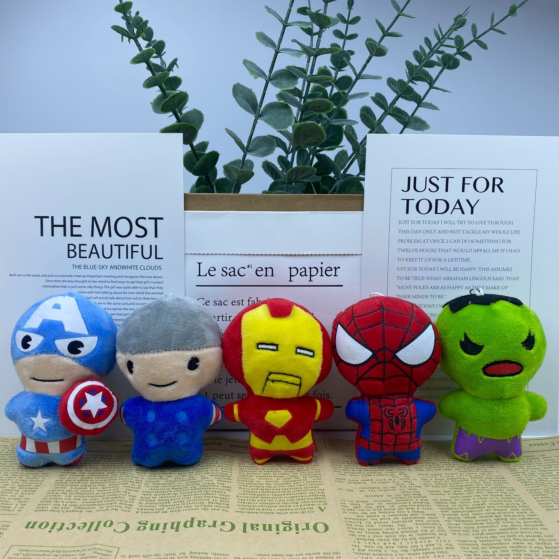 美国队长复仇者联盟公仔蜘蛛侠毛绒玩具挂件布娃娃卡通动漫礼品