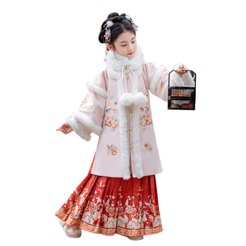 Girl Hanfu Winter New Year Eve ClothingGirls chinese princess winter hanfu tang suit 