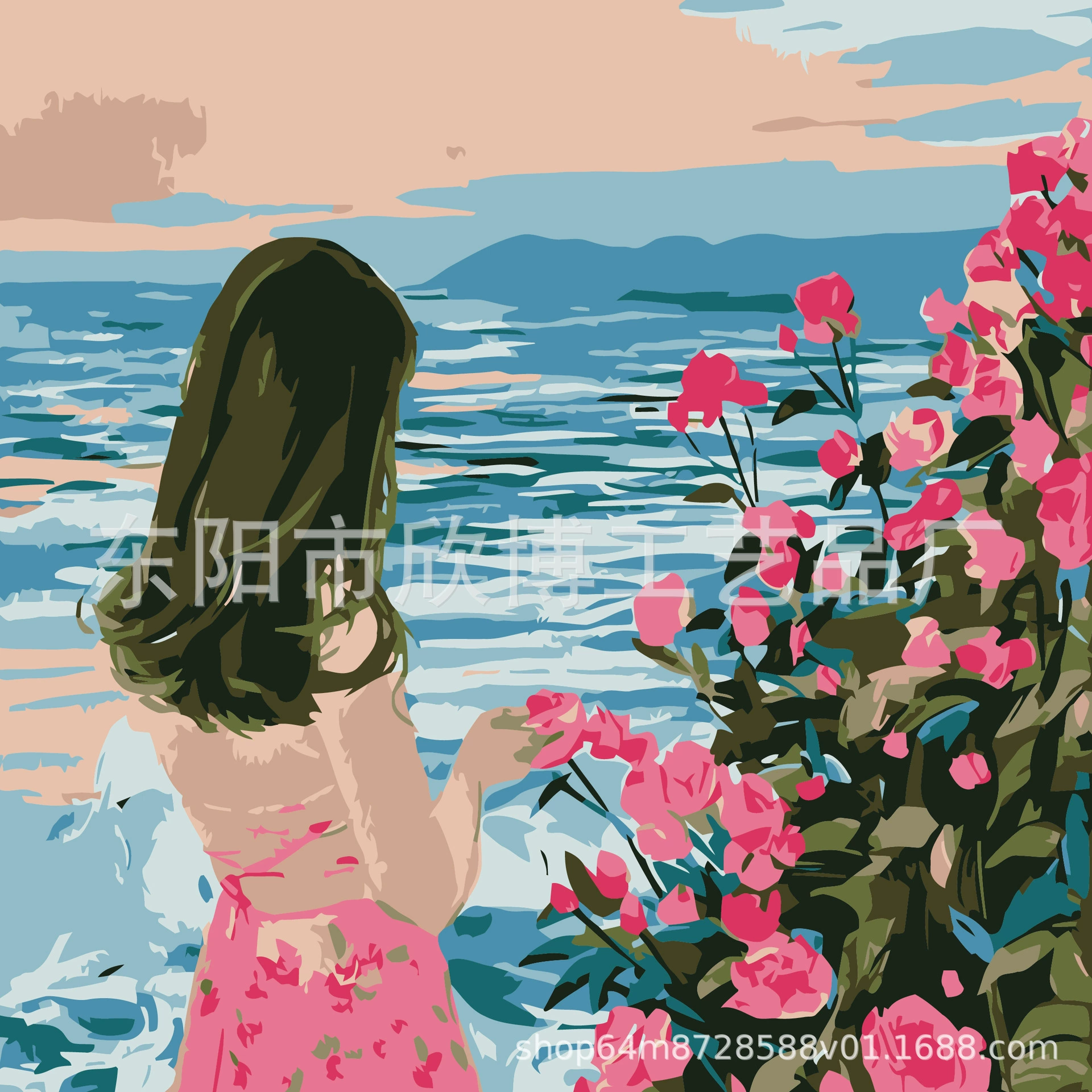 Direct from factory DIY digital oil painting children's hand-painted cartoon coloring stress relief 20*20 landscape floral oil painting