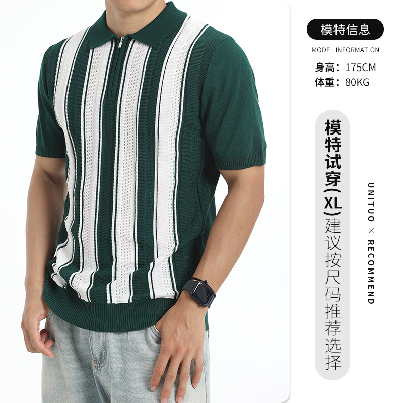 2026 verano hombre transfronterizo color de punto polo polo con collar de manga corta negocios europeos y estadounidenses de alta calidad ropa de hombre