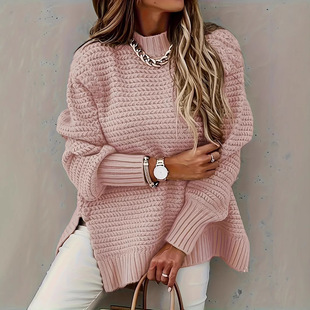 AliExpress Amazon cross-border e-commerce 2025 early spring new loose lazy wind long sleeve pullover knitted sweater women