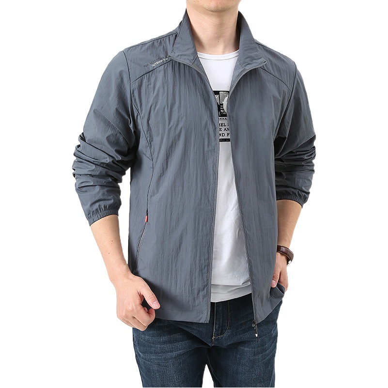 Summer Sun Protection Clothing Men's Coat Thin Skin Clothing Lightweight Breathable Anti-ultraviolet Fishing Ice Silk Men's Lightweight Windbreaker