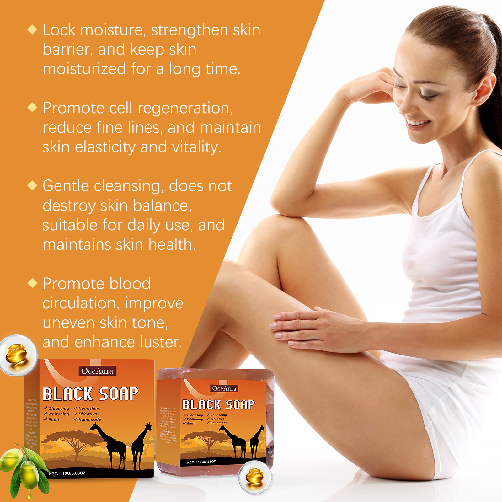 OCEAURA Body Cleansing Bath Soap, Moisturizing and Moisturizing Body Cleansing Skin Bath Body Soap_voghion.com
