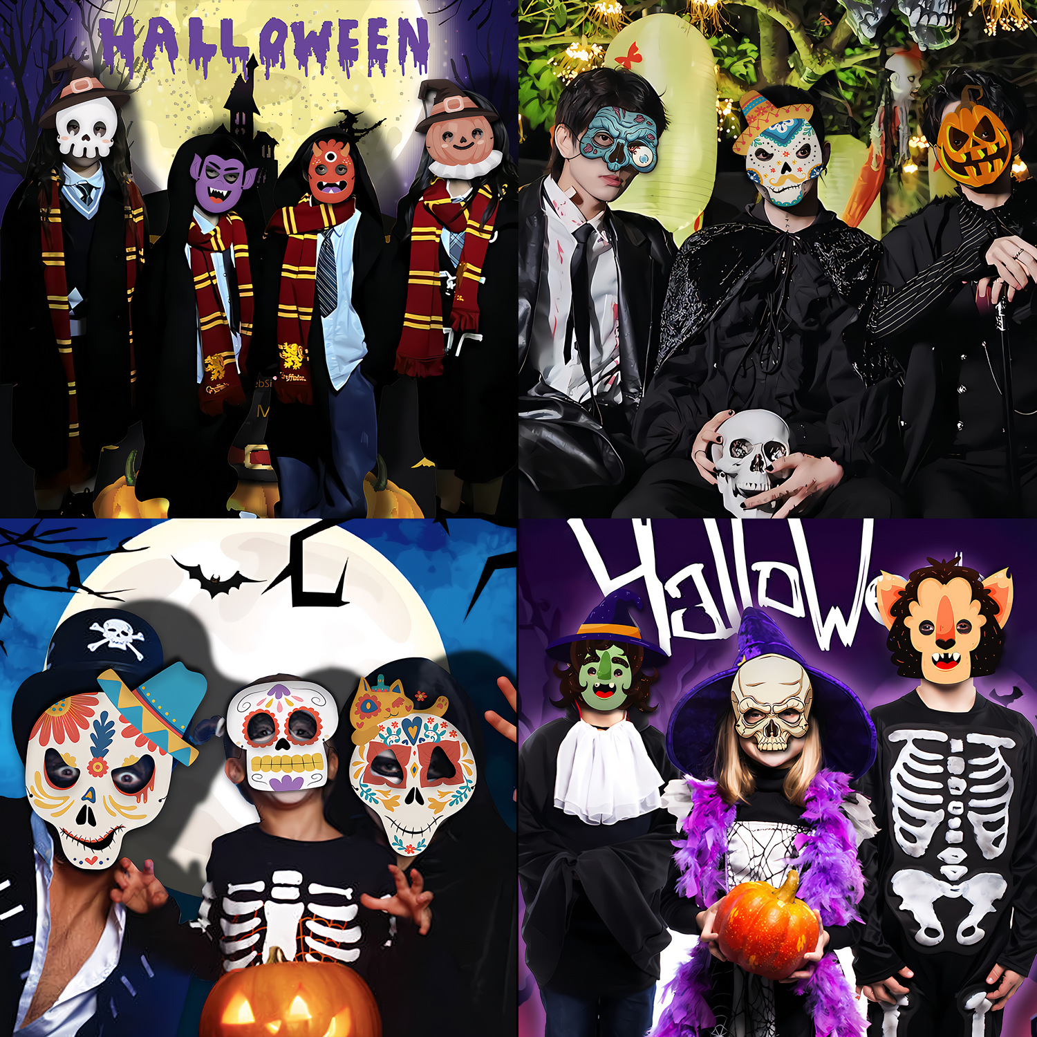 Halloween blanco máscara de cartón kindergarten hecho a mano DIY material creativo dibujos animados niños mascarada apoyos