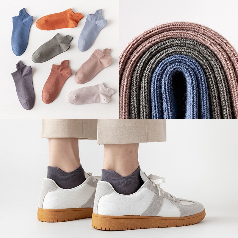 Primavera y verano, calcetines de barco de algodón de color sólido, calcetines de algodón sin costura, calcetines de algodón invisibles para hombres, embalaje independiente